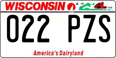 WI license plate 022PZS