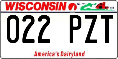 WI license plate 022PZT