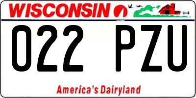 WI license plate 022PZU
