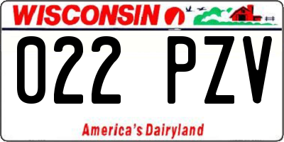 WI license plate 022PZV