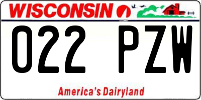 WI license plate 022PZW