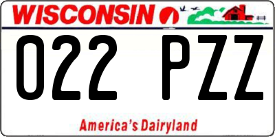 WI license plate 022PZZ