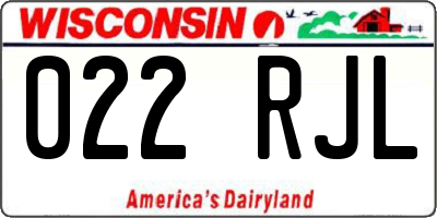 WI license plate 022RJL