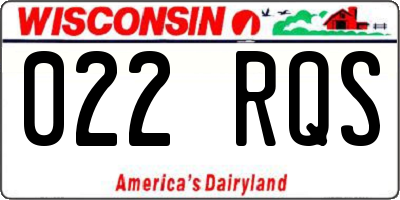 WI license plate 022RQS