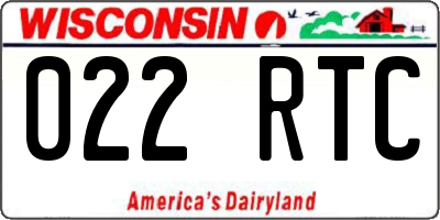 WI license plate 022RTC