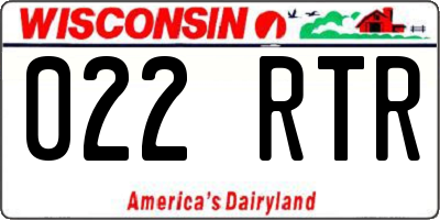 WI license plate 022RTR