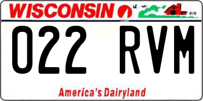 WI license plate 022RVM