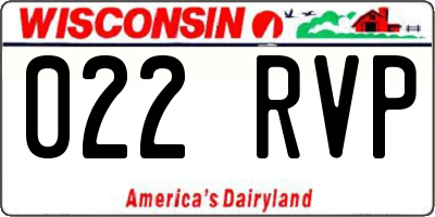 WI license plate 022RVP