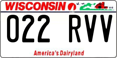 WI license plate 022RVV