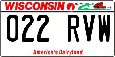 WI license plate 022RVW