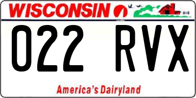 WI license plate 022RVX