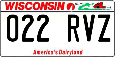 WI license plate 022RVZ