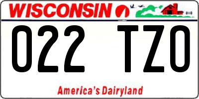 WI license plate 022TZO