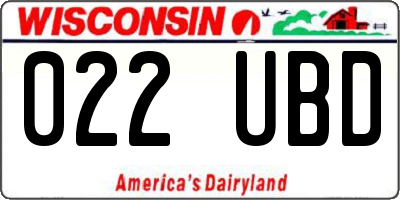 WI license plate 022UBD