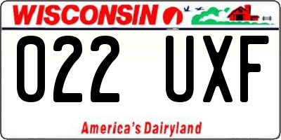 WI license plate 022UXF
