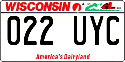WI license plate 022UYC
