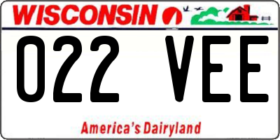 WI license plate 022VEE
