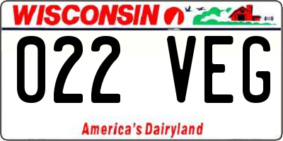 WI license plate 022VEG