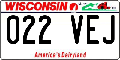 WI license plate 022VEJ