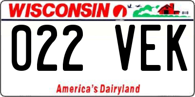 WI license plate 022VEK