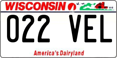 WI license plate 022VEL