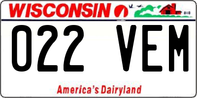 WI license plate 022VEM