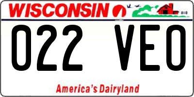 WI license plate 022VEO