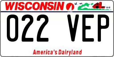 WI license plate 022VEP