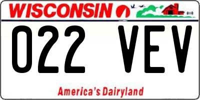 WI license plate 022VEV