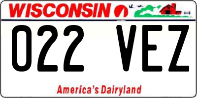 WI license plate 022VEZ