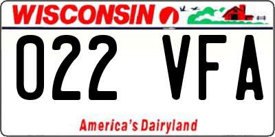 WI license plate 022VFA