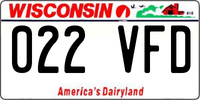 WI license plate 022VFD