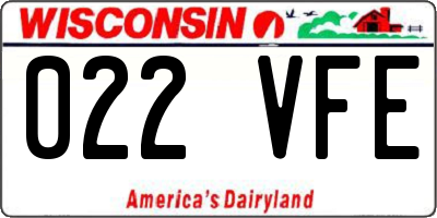 WI license plate 022VFE