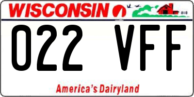 WI license plate 022VFF