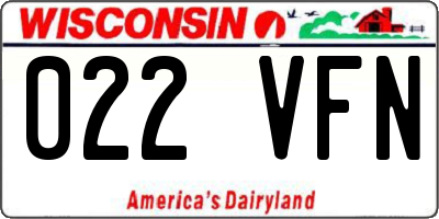 WI license plate 022VFN