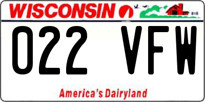 WI license plate 022VFW