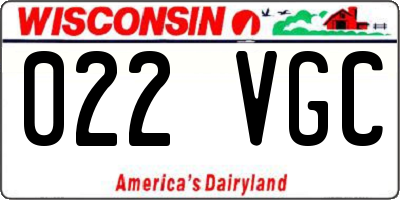 WI license plate 022VGC