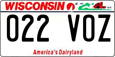 WI license plate 022VOZ