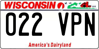 WI license plate 022VPN