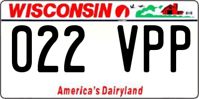 WI license plate 022VPP