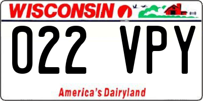 WI license plate 022VPY