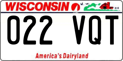 WI license plate 022VQT