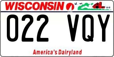 WI license plate 022VQY