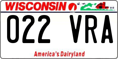 WI license plate 022VRA