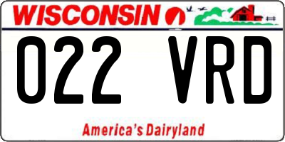 WI license plate 022VRD