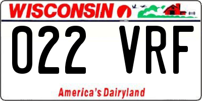 WI license plate 022VRF