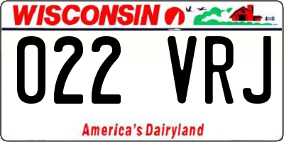 WI license plate 022VRJ