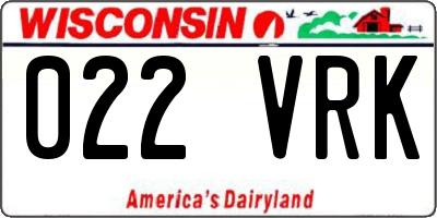 WI license plate 022VRK