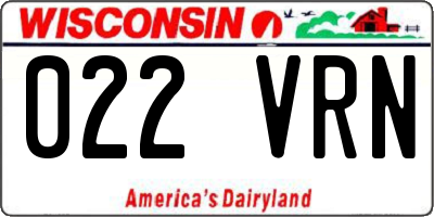 WI license plate 022VRN