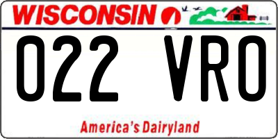 WI license plate 022VRO